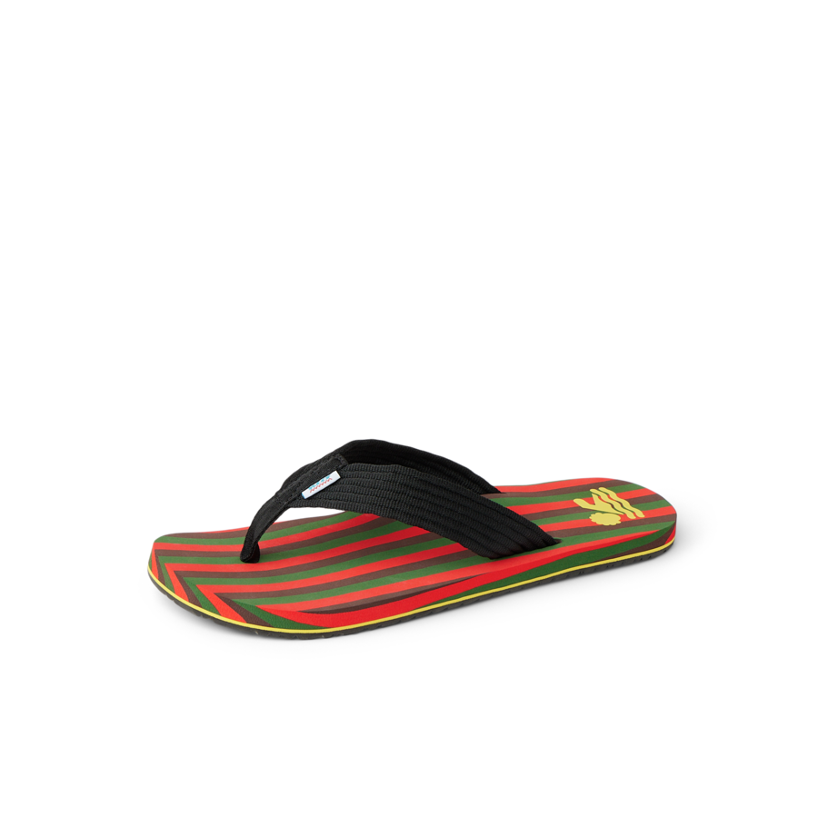 REEF X Ebony Beach Club Original Stripes - Ebony Red Green Brown - Left Side View