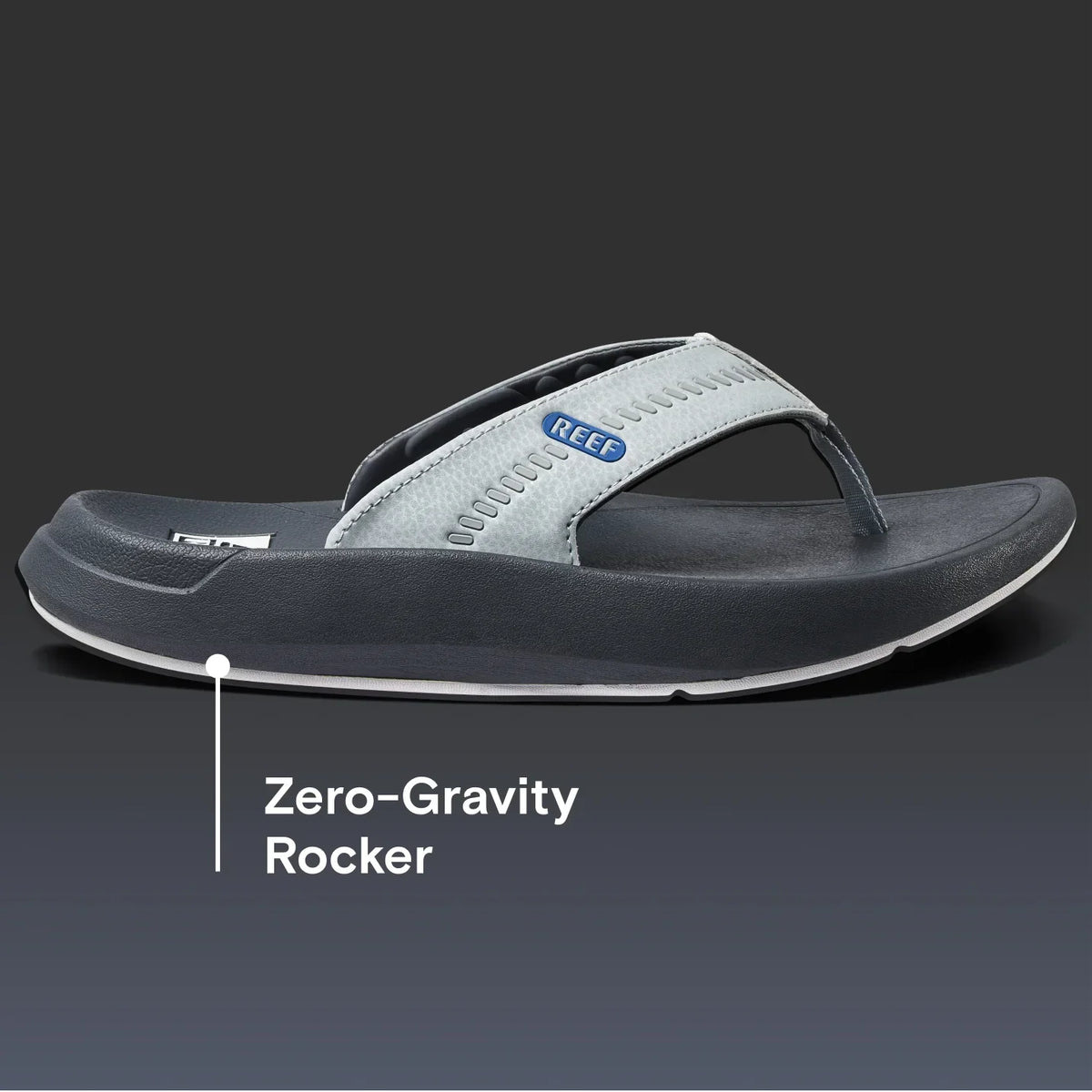 Side view of the men's Cruiser sandal facing right, showing cushioned arch support and soft footbed for beach comfort.