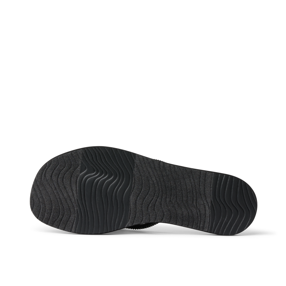 Bliss Bling Fling women’s shoe bottom sole facing up showing textured grip for comfort and durability, beach-inspired design