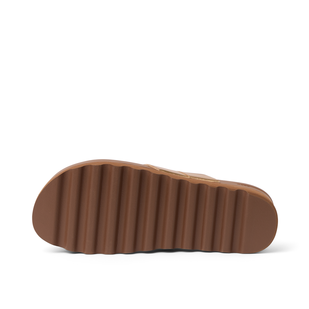 Vista Hi Layla women's shoe, underside sole view facing up, showing durable, ridged design for beach comfort.