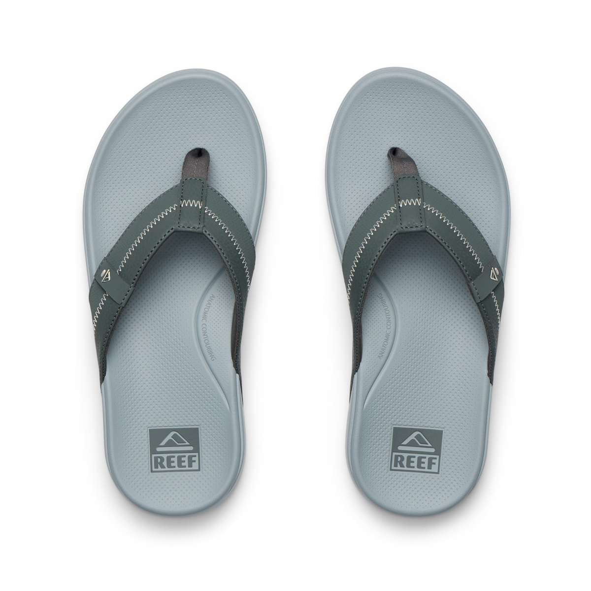 Top-down view of the Cushion Phantom 2.0 men's sandals in ash grey, featuring soft-rebound cushioning and anatomical arch support.