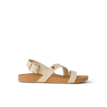 Vista Isabella women's sandal facing right, beige straps with buckle, lightweight, comfortable beach-inspired footwear.