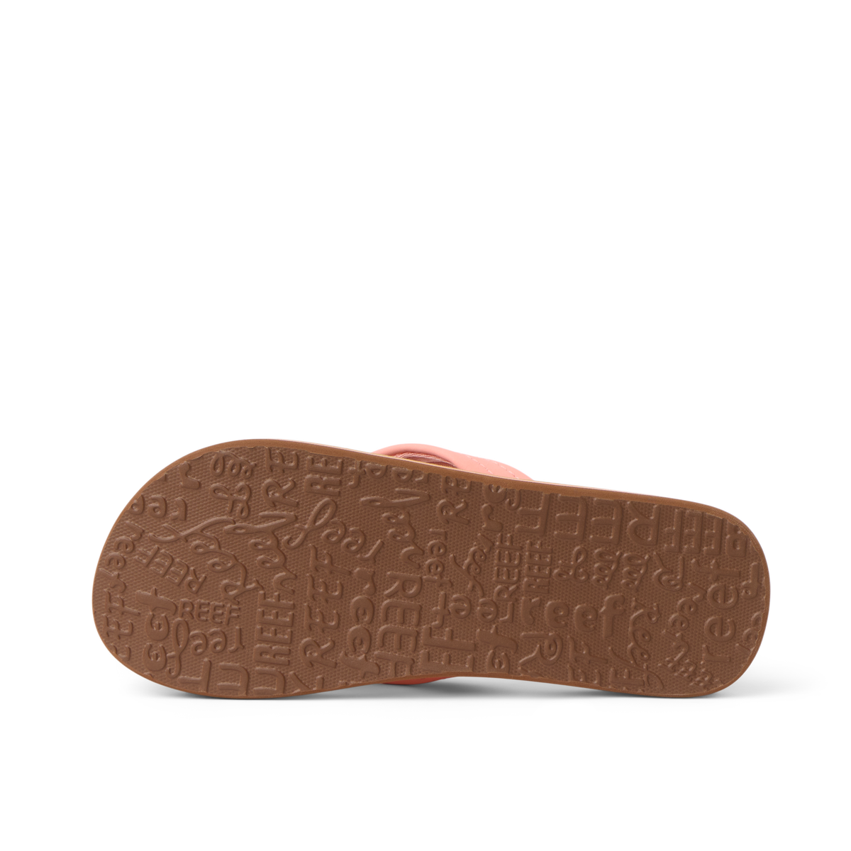 Kids Ahi showing sole with embossed REEF logos, designed for comfort, arch support, and water-friendly durability in a leopard canyon sunset color.