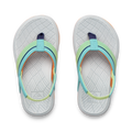Top view of Little Windswell boys' flip flops facing upward with cushioned arch support and water-friendly materials.