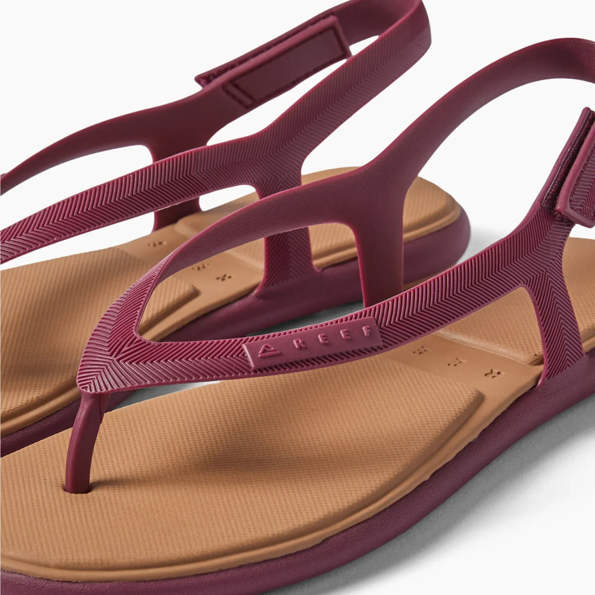 Close-up of Water Willow Maya women's sandals facing right, with adjustable strap and cushioned footbed in cordovan color.