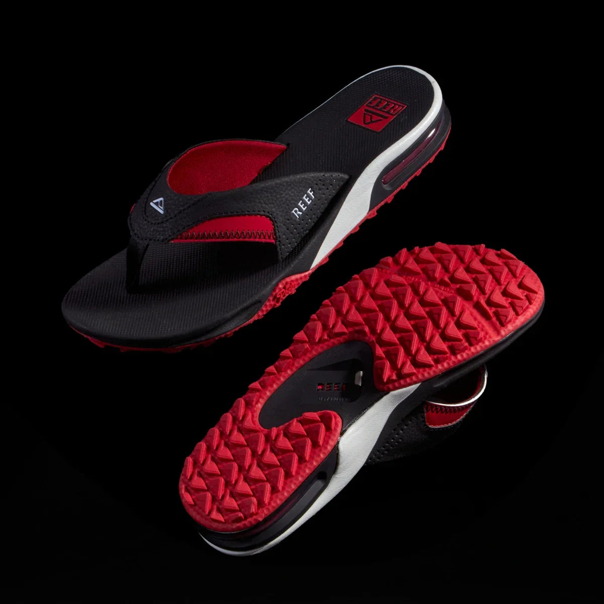 Fanning Pregame Sandals in Black and Red color