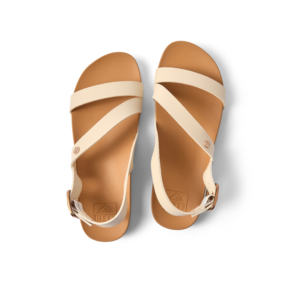 Vista Isabella women's sandals top view showing soft-rebound cushioned footbed and off-white straps facing upward