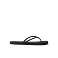 Bliss Bling Fling women's black water-friendly flip flop facing left, showing side profile with cushioned sole and arch support.